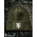 Knitted hat with the symbol of the Czech lion, olive