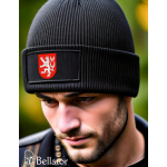 Knitted hat symbol Czech lion red logo black