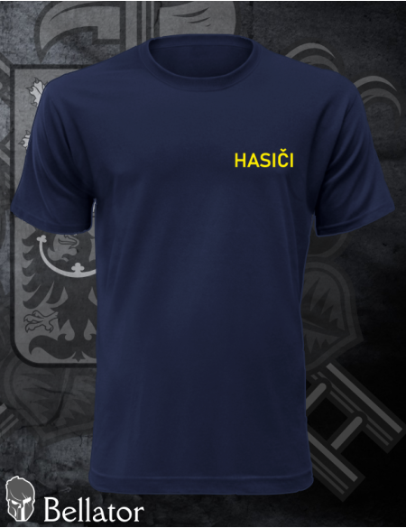 T-shirt Firefighters print left breast text navy