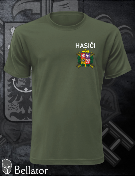 T-shirt Firefighters print left breast olive