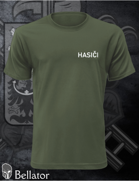 T-shirt Firefighters print left breast text olive