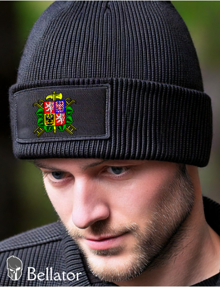 Knitted hat Czech flag black