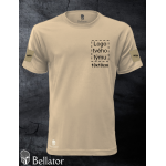T-shirt with panels for applying patches on the sleeves, designed for team printing