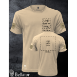 T-shirt with panels for applying patches on the sleeves, designed for team printing