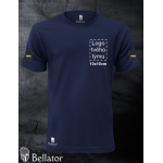 T-shirt with panels for applying patches on the sleeves, designed for team printing