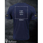 T-shirt with panels for applying patches on the sleeves, designed for team printing