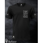 T-shirt with panels for applying patches on the sleeves, designed for team printing