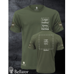T-shirt with panels for applying patches on the sleeves, designed for team printing