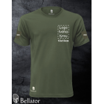 T-shirt with panels for applying patches on the sleeves, designed for team printing