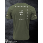 T-shirt with panels for applying patches on the sleeves, designed for team printing