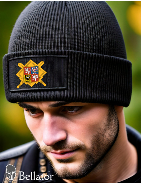 Knitted hat Czech flag black