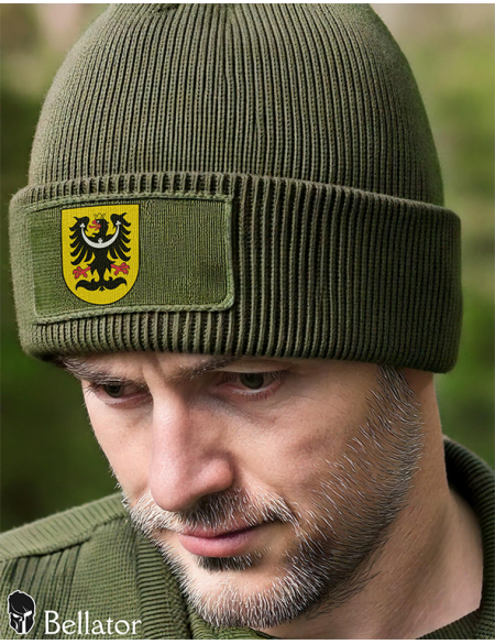 Knitted hat Silesian Eagle symbol 02 black