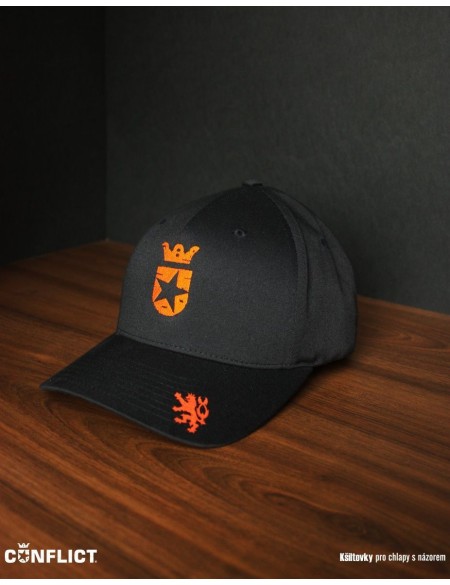 Flexfit Cap with Conflict logo 5panel - Black/Orange L/XL